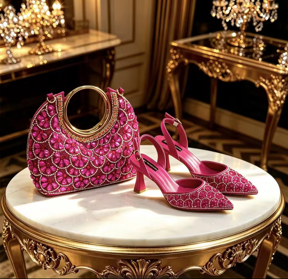 Ensemble escarpins et sac à main pour femme
