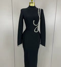 Robe sexy à manches longues diamant