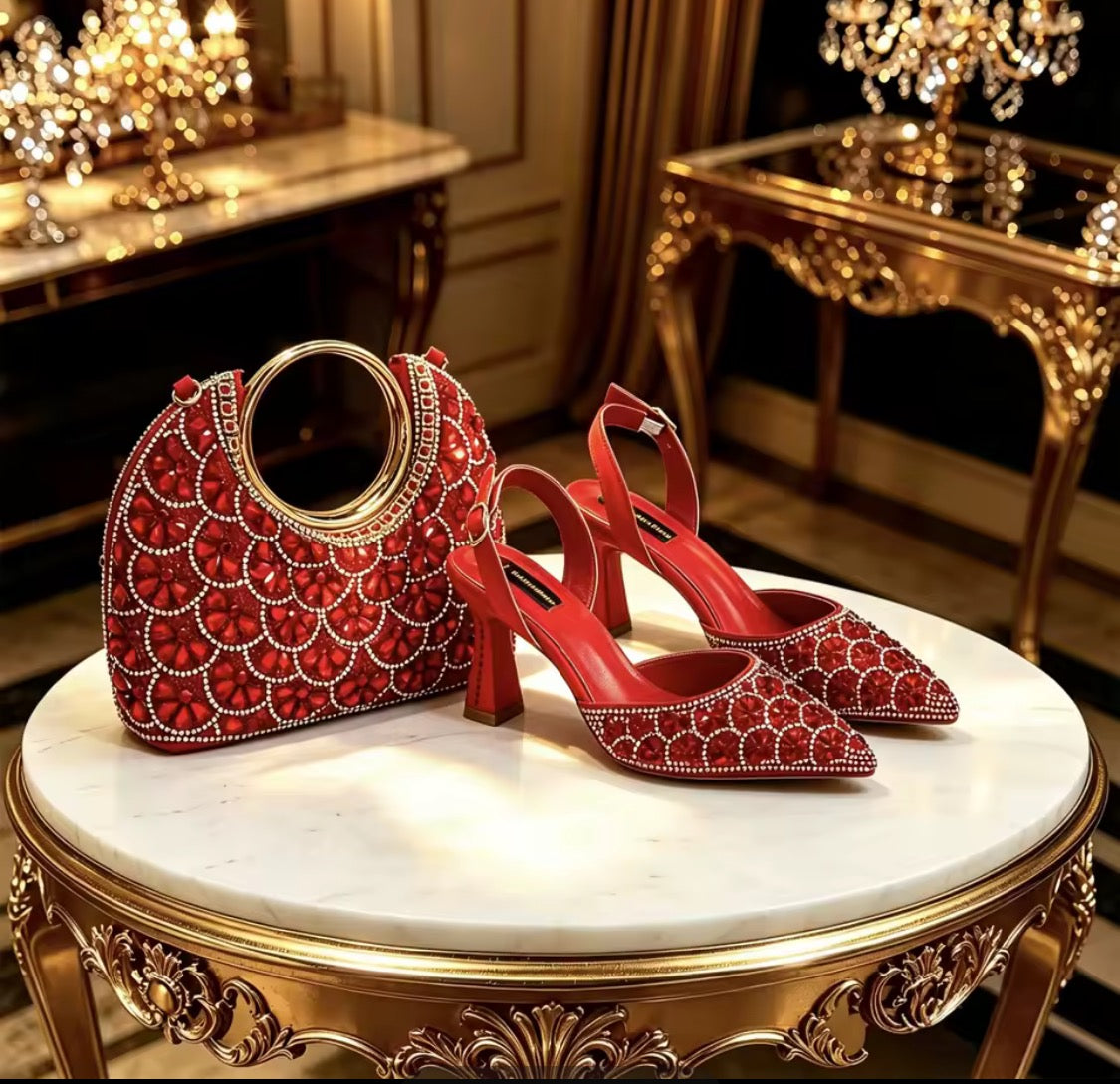Ensemble escarpin et sac à main pour femme
