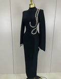 Robe sexy à manches longues diamants