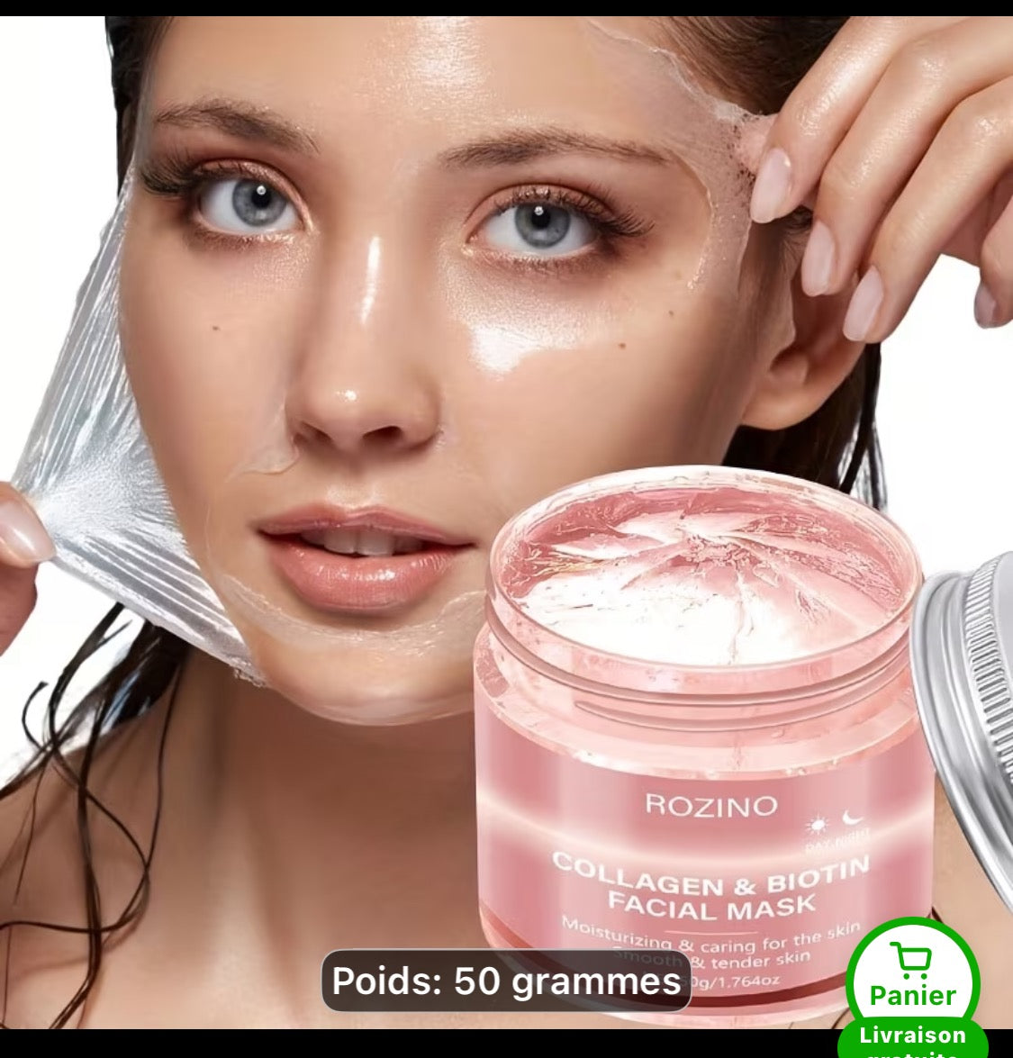 Collagène et biotine faciale et masque