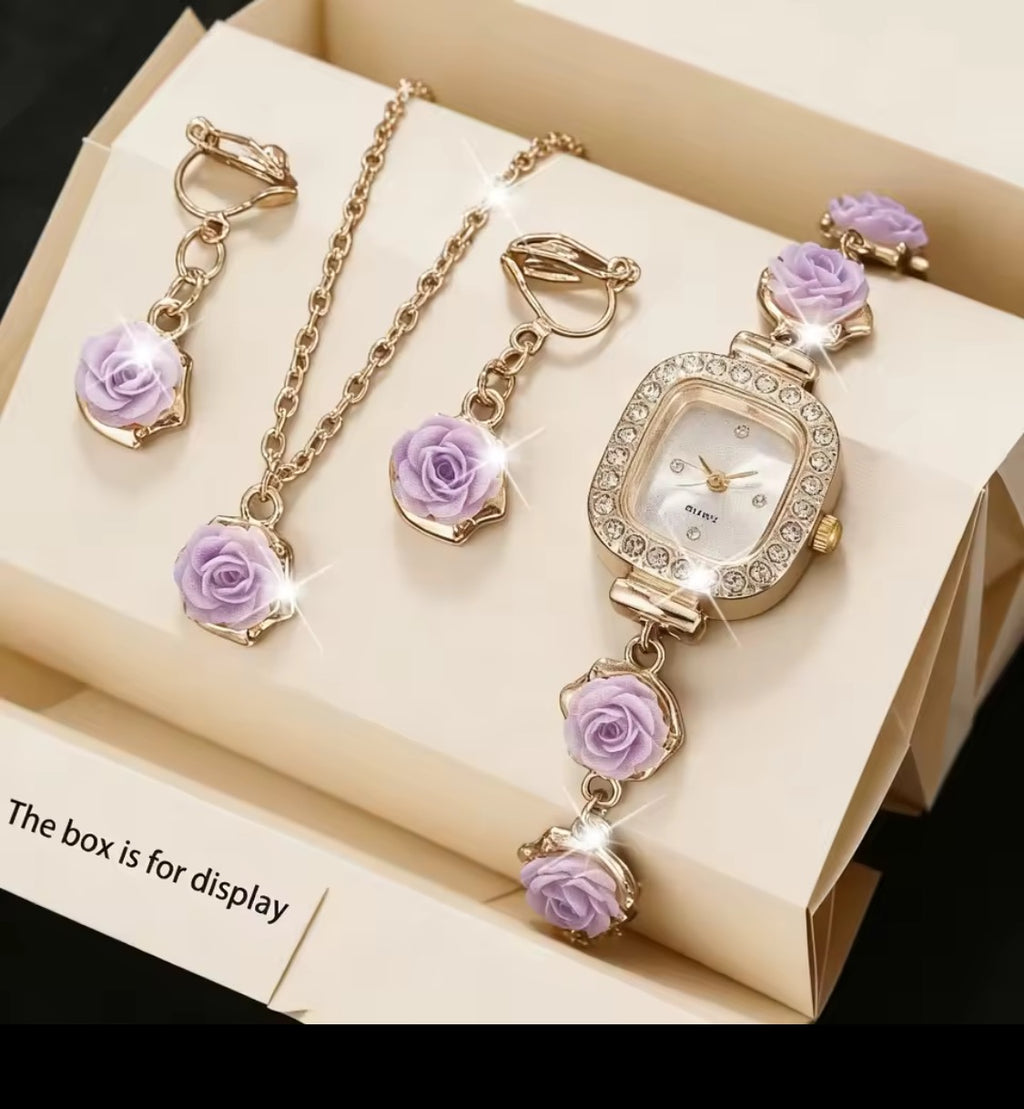 4 Pièces ensemble des bijoux avec montre.
