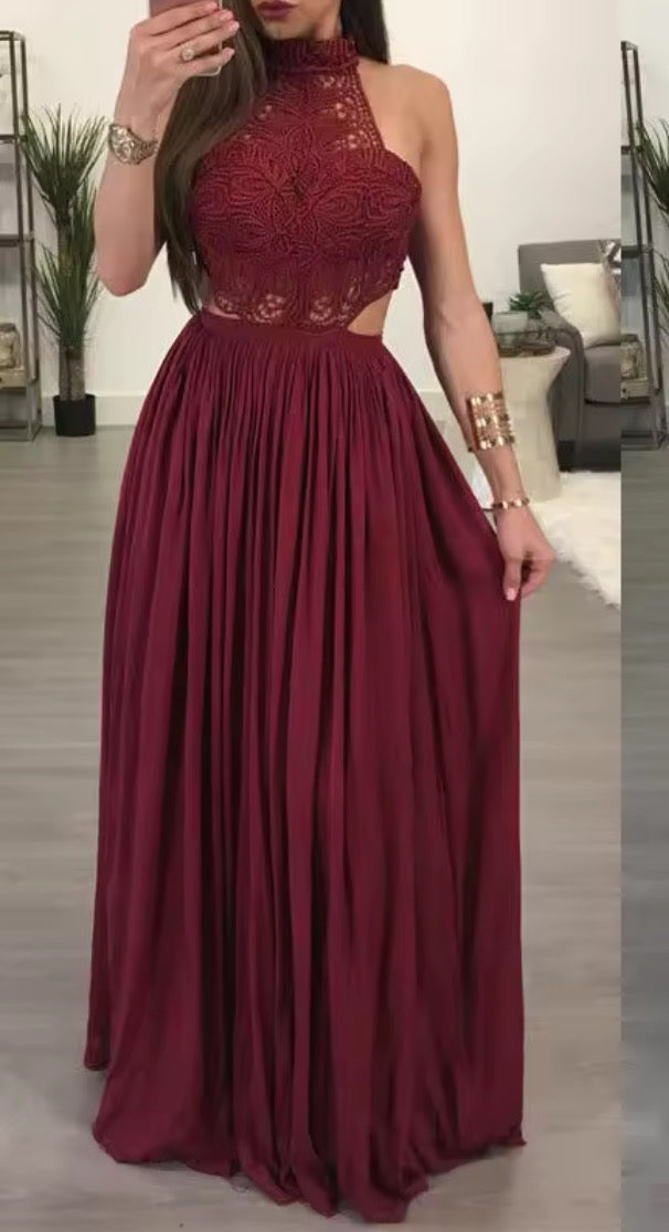 Robe longue en dentelle pour femmes