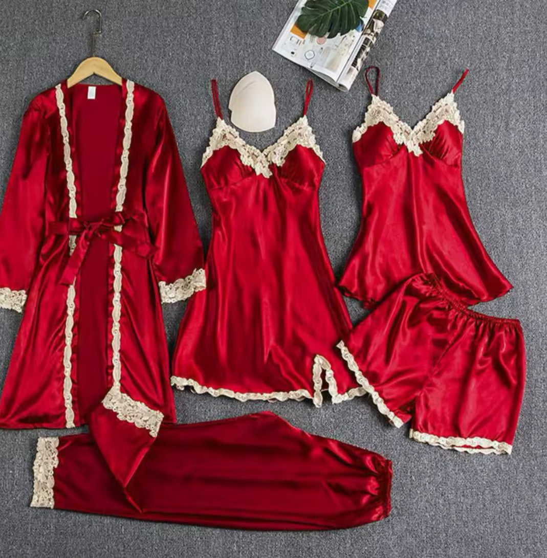 5 pièces ensemble femme sexy pyjama